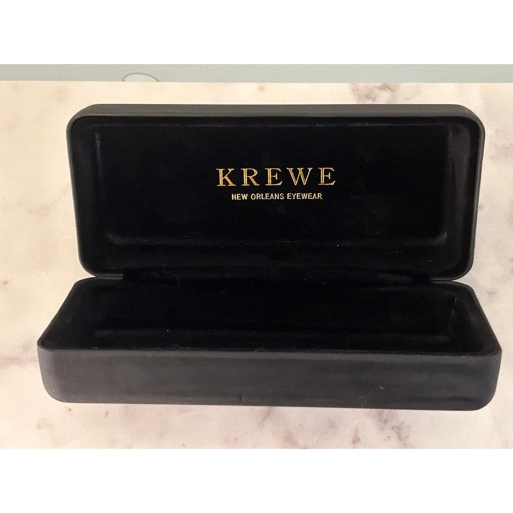 KREWE New Orleans Eyewear Matte Black Hard Clamshell Glasses Case Velvet Lined